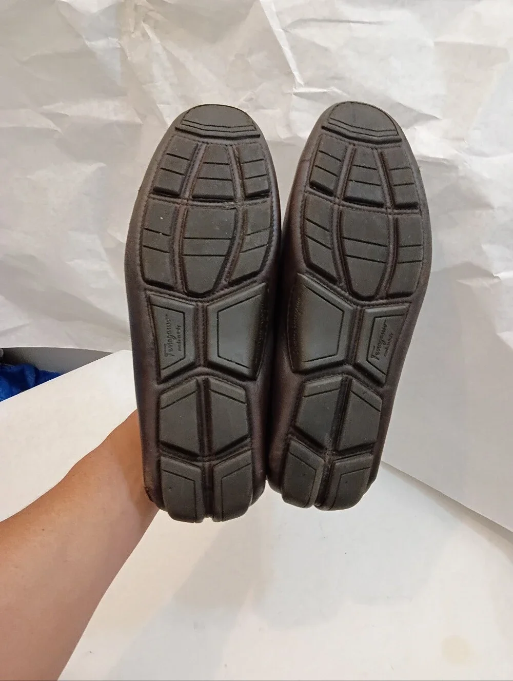 FERRAGAMO MENS Driving Loafers Big Buckle Size 8.5